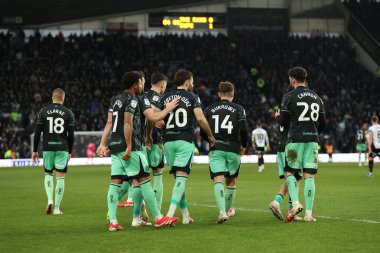 Sheffield United takımından Ben Brereton Diaz, 1 Şubat 2025 'te İngiltere' nin Pride Park Stadyumu 'nda oynanan Derby County - Sheffield United maçında 1-0' lık galibiyet golünü kutluyor.