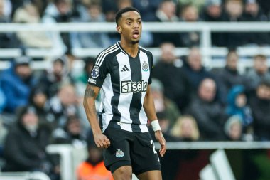 Newcastle United takımından Joe Willock, 1 Şubat 2025 'te St. James' s Park, Newcastle, İngiltere 'de oynanan Premier League karşılaşmasında Newcastle United' a karşı Fulham 'ı izliyor.