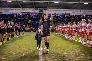 Toby King of Warrington Wolves with his guard of honour ahead of his Testimonial match Warrington Wolves vs Leigh Leopards at Halliwell Jones Stadium, Warrington, United Kingdom, 1st February 2025 clipart