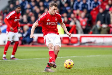 Nottingham Ormanı 'ndan Chris Wood Premier Lig maçında Nottingham Forest, Brighton ve Hove Albion' a karşı 1 Şubat 2025 'te City Ground, Nottingham, İngiltere' de 5-0 öne geçerek penaltı aldı.