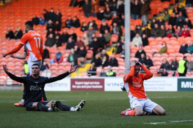 Blackpool 'dan Albie Morgan, 1 Şubat 2025' te Bloomfield Road, Blackpool 'da oynanan Blackpool-Charlton maçında kaçırılan şansa tepki gösterdi.