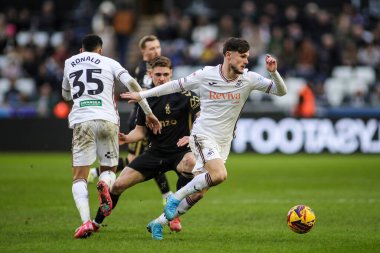 Swansea City 'den Liam Cullen, Sky Bet Şampiyonası maçında Swansea City, Coventry City' ye karşı Swansea.com Stadyumu, Swansea, 1 Şubat 2025
