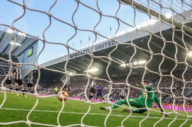Fulham 'dan Ral Jimnez Premier Lig maçında 1-1 öne geçiyor. Newcastle United, Fulham' a karşı. St. James 's Park, Newcastle, 1 Şubat 2025