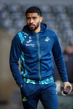 Swansea City 'den Josh Ginnelly, 1 Şubat 2025' te Swansea.com Stadyumu, Swansea.com 'da oynanan Sky Bet Şampiyonası karşılaşması öncesinde Swansea City ile Coventry City karşılaşması öncesinde Swansea.com Stadyumuna geldi.