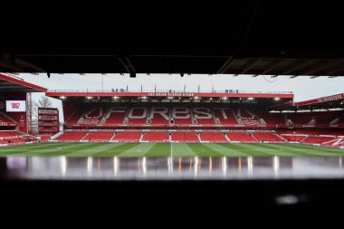 Premier Lig karşılaşması öncesinde Nottingham Forest, Brighton ve Hove Albion 'a karşı City Ground, Nottingham, İngiltere' de oynanan maçın genel görünümü, 1 Şubat 2025