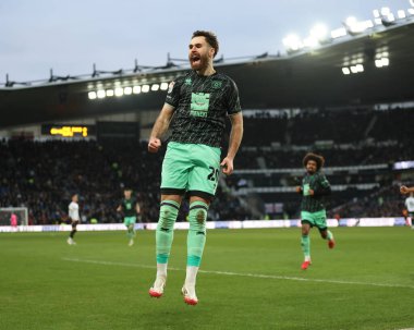 Sheffield United takımından Ben Brereton Diaz, 1 Şubat 2025 'te İngiltere' nin Pride Park Stadyumu 'nda oynanan Derby County - Sheffield United maçında 1-0' lık galibiyet golünü kutluyor.