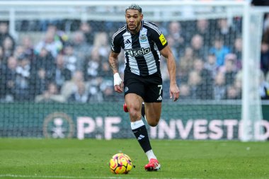 Newcastle United takımından Joelinton, 1 Şubat 2025 'te St. James' s Park, Newcastle 'da oynanan Premier League maçında topla koşuyor.