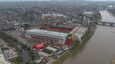 Premier Lig maçında City Ground 'un havadan görünüşü Nottingham Forest, Brighton ve Hove Albion' a karşı 1 Şubat 2025 'te Nottingham, İngiltere' de.