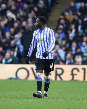 Sheffield 'li Djeidi Gassama, Çarşamba günü Sheffield Wednesday' in 1 Şubat 2025 'te Hillsborough, Sheffield' da Luton Town 'a karşı oynadığı Gökyüzü İddia Şampiyonası maçında