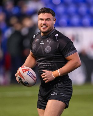 Warrington Wolves 'tan Joe Philbin Toby King' in 1 Şubat 2025 'te Halliwell Jones Stadyumu' nda oynadığı Warrington Wolves - Leigh Leopards maçı öncesinde ısınma turunda.