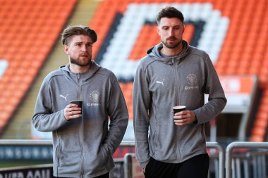 Blackpool takımından Hayden Coulson, 1 Şubat 2025 'te Bloomfield Road, Blackpool' da oynanan Blackpool - Charlton Athletic maçı öncesinde geldi.