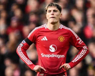 Manchester United ile Manchester United arasında oynanan Premier League maçında Alejandro Garnacho, Old Trafford, Manchester, İngiltere 'deki Crystal Palace maçında, 2 Şubat 2025