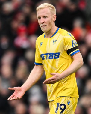 Crystal Palace 'dan Will Hughes Premier League maçı sırasında Manchester United - Old Trafford, Manchester, İngiltere' deki Crystal Palace maçında, 2 Şubat 2025