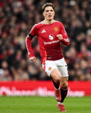 Manchester United ile Manchester United arasında oynanan Premier League maçında Alejandro Garnacho, Old Trafford, Manchester, İngiltere 'deki Crystal Palace maçında, 2 Şubat 2025