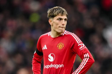 Manchester United ile Manchester United arasında oynanan Premier League maçında Alejandro Garnacho, Old Trafford, Manchester, İngiltere 'deki Crystal Palace maçında, 2 Şubat 2025