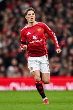 Manchester United ile Manchester United arasında oynanan Premier League maçında Alejandro Garnacho, Old Trafford, Manchester, İngiltere 'deki Crystal Palace maçında, 2 Şubat 2025
