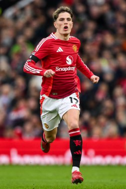 Manchester United ile Manchester United arasında oynanan Premier League maçında Alejandro Garnacho, Old Trafford, Manchester, İngiltere 'deki Crystal Palace maçında, 2 Şubat 2025