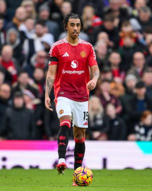 Leny Yoro of Manchester United in action with the ball during the Premier League match Manchester United vs Crystal Palace at Old Trafford, Manchester, United Kingdom, 2nd February 2025 clipart