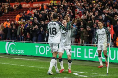 Sunderland 'dan Wilson Isidor, Middlesbrough, Middlesbrough, Birleşik Krallık' taki Riverside Stadyumu 'nda oynanan Sky Bet Şampiyonası maçında 1-2 kazanma golünü kutluyor.