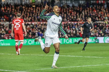 Sunderland 'dan Wilson Isidor, Middlesbrough, Middlesbrough, Birleşik Krallık' taki Riverside Stadyumu 'nda oynanan Sky Bet Şampiyonası maçında 1-2 kazanma golünü kutluyor.