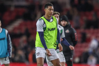 Maç öncesi ısınma oturumunda Sunderland 'dan Jobe Bellingham, Middlesbrough - Sunderland maçı sırasında Riverside Stadyumu, Middlesbrough, İngiltere, 3 Şubat 2025