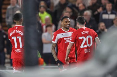 Delano Burgzorg of Middlesbrough celebrates his goal to make it 1-0 during the Sky Bet Championship match Middlesbrough vs Sunderland at Riverside Stadium, Middlesbrough, United Kingdom, 3rd February 2025 clipart