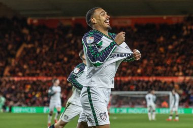 Sunderland 'dan Wilson Isidor, Middlesbrough, Middlesbrough, Birleşik Krallık' taki Riverside Stadyumu 'nda oynanan Sky Bet Şampiyonası maçında 1-2 kazanma golünü kutluyor.