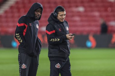 Sunderland 'dan Ian Poveda, Middlesbrough ile Middlesbrough Stadyumu, Middlesbrough, Birleşik Krallık' ta oynanan 3 Şubat 2025 Gökyüzü İddia Şampiyonası karşılaşmasında geldi.