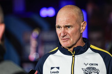 Brad Arthur Leeds Rhinosduring the 2025 Betfred Super Lig lansmanı sırasında Manchester, İngiltere 'de Kooperatif Canlı, 5 Şubat 2025