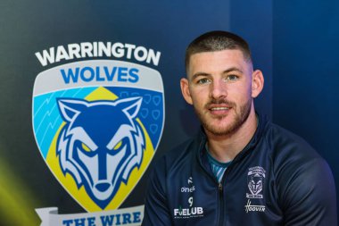 Warrington Wolves 'dan Danny Walker 2025 Betfred Süper Ligi' nin lansmanı sırasında Manchester, Birleşik Krallık 'ta 5 Şubat 2025' te