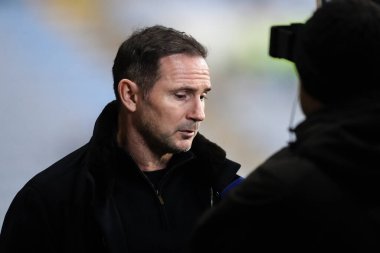 Coventry City 'nin Frank Lampard teknik direktörü Coventry City, Coventry Building Society Arena' da 5 Şubat 2025 'te Coventry City - Leeds United maçından önce bir röportaj veriyor.