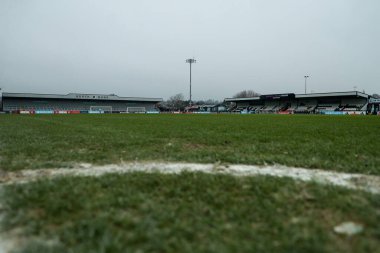 Managata Pay UK Stadyumu, 9 Şubat 2025 tarihinde İngiltere 'nin Borehamwood kentindeki Managata Pay UK Stadyumu' nda oynanan 5. Raunt Arsenal Women vs London City Lionses karşılaşmasından önce oynanan Adobe Women 's FA Cup karşılaşması öncesinde genel bir manzara.