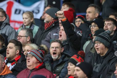 Bournemouth taraftarları, 8 Şubat 2025 'te İngiltere' nin Liverpool kentinde oynanan 4.