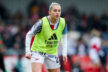 Arsenal 'den Alessia Russo, 9 Şubat 2025' te İngiltere 'nin Borehamwood kentindeki Managata Pay UK Stadyumu' nda Arsenal Women vs London City Lionses maçında oynanan Adobe Kadınlar FA Kupası 5. Raund karşılaşmasından önce ısınıyor.