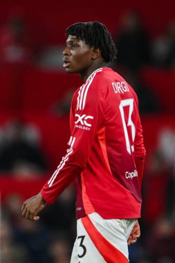 Manchester United 'tan Patrick Dorgu, Manchester United ile Leicester City arasındaki dördüncü tur karşılaşması sırasında 7 Şubat 2025 tarihinde Old Trafford, Manchester, İngiltere' de oynandı.