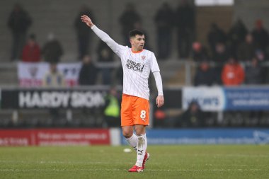 Blackpool takımından Albie Morgan 8 Şubat 2025 tarihinde İngiltere 'de Pirelli Stadyumu' nda Burton Albion 'a karşı Blackpool' da oynanan 1.