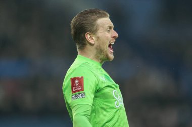 Everton 'dan Jordan Pickford, Birleşik Krallık' ın Liverpool kenti Goodison Park 'ta oynanan dördüncü tur karşılaşmasında tepki gösterdi.