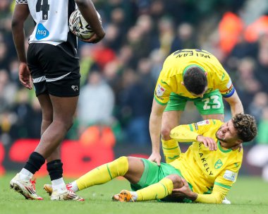 Norwich City 'den Emiliano Marcondes, 8 Şubat 2025' te Norwich City - Derby County, Norwich Road, İngiltere 'de oynanan Sky Bet Şampiyonası maçında sakatlandı.