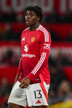 Manchester United 'tan Patrick Dorgu, Manchester United ile Leicester City arasındaki dördüncü tur karşılaşması sırasında 7 Şubat 2025 tarihinde Old Trafford, Manchester, İngiltere' de oynandı.