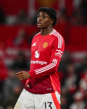 Manchester United 'tan Patrick Dorgu, Manchester United ile Leicester City arasındaki dördüncü tur karşılaşması sırasında 7 Şubat 2025 tarihinde Old Trafford, Manchester, İngiltere' de oynandı.