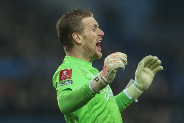 Everton 'dan Jordan Pickford, Birleşik Krallık' ın Liverpool kenti Goodison Park 'ta oynanan dördüncü tur karşılaşmasında tepki gösterdi.