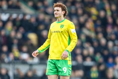 Norwich City 'den Josh Sargent, 8 Şubat 2025' te Norwich City 'nin Carrow Road, Norwich County' e karşı oynadığı Sky Bet Şampiyonası maçında tepki gösterdi.