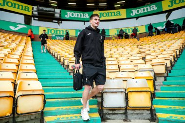 Norwich City 'den Jacob Wright, 8 Şubat 2025' te Norwich City - Derby County, Norwich Road, İngiltere 'deki Sky Bet Şampiyonası karşılaşması öncesinde Carrow Road' a geldi.