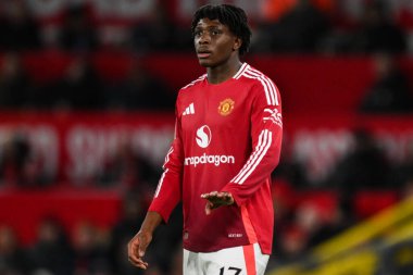 Manchester United 'tan Patrick Dorgu, Manchester United ile Leicester City arasındaki dördüncü tur karşılaşması sırasında 7 Şubat 2025 tarihinde Old Trafford, Manchester, İngiltere' de oynandı.