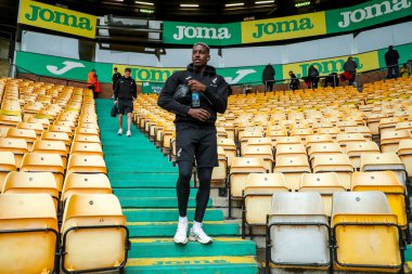 Norwich City 'den Jose Cordoba, 8 Şubat 2025' te Norwich City - Derby County, Norwich Road, İngiltere 'deki Sky Bet Şampiyonası maçından önce Carrow Road' a vardı.
