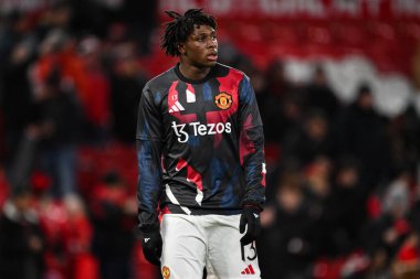 Manchester United 'dan Patrick Dorgu, Birleşik Krallık' ın Old Trafford kentinde oynanan dördüncü turda oynanan Emirates FA Cup Dördüncü Raund karşılaşması öncesi ısınma maçında, 7 Şubat 2025
