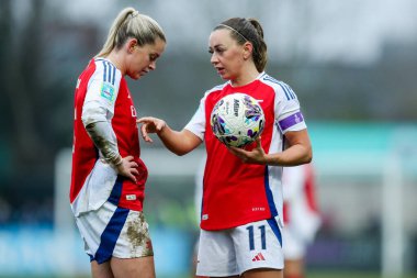 Katie McCabe of Arsenal gives instructions to Alessia Russo during the Adobe Women's FA Cup 5th Round match Arsenal Women vs London City Lionesses at Managata Pay UK Stadium, Borehamwood, United Kingdom, 9th February 2025 clipart