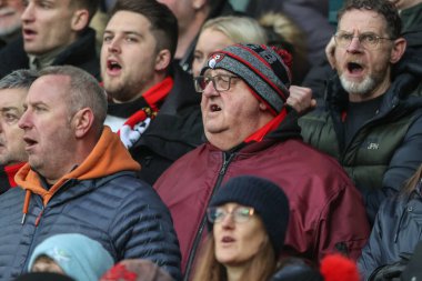 Bournemouth taraftarları, 8 Şubat 2025 'te İngiltere' nin Liverpool kentinde oynanan 4.