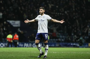Preston North End 'den Ched Evans, 8 Şubat 2025' te İngiltere 'nin Deepdale kentinde oynanan Preston North End-Wycombe Wanderers maçında kazandığı penaltıyı kutluyor.