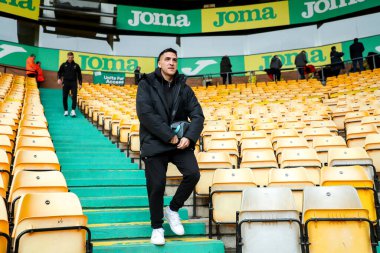 Marcelino Nunez of Norwich City arrives at Carrow Road prior to the Sky Bet Championship match Norwich City vs Derby County at Carrow Road, Norwich, United Kingdom, 8th February 2025 clipart